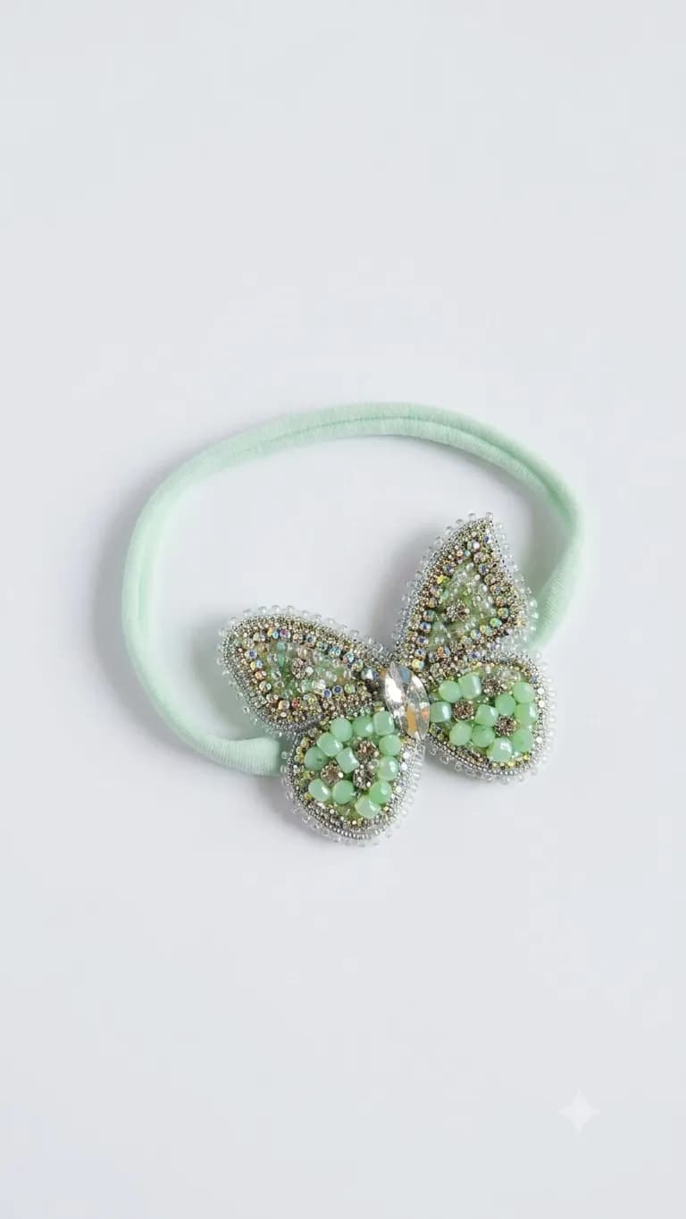 Pastal green butterfly headband