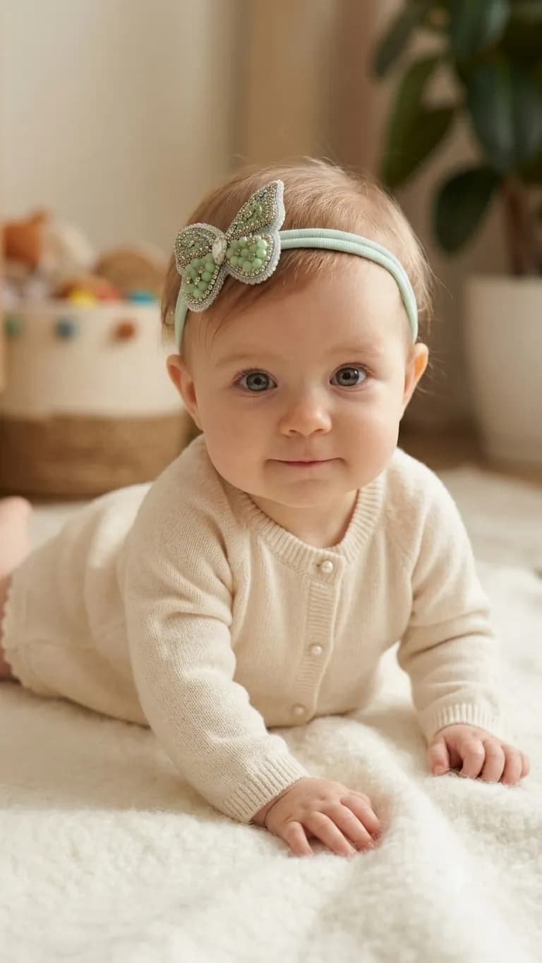 Pastal green butterfly headband