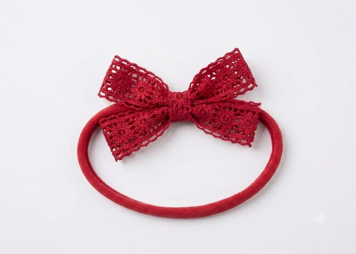 Red Lace Bow Headband
